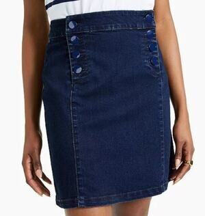 Charter Club Denim Jean Sailor Nautical Classic Cottagecore Skirt w/ Buttons